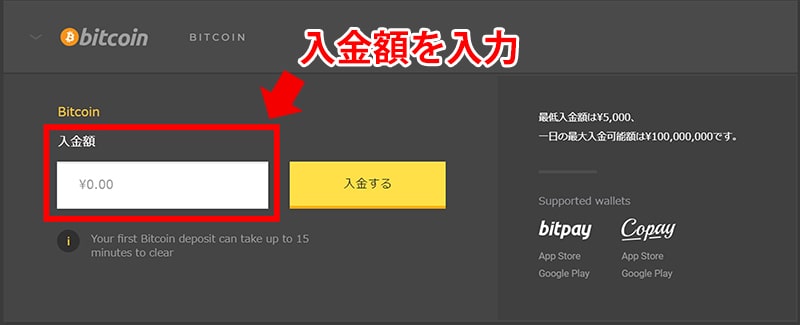 入金額を入力