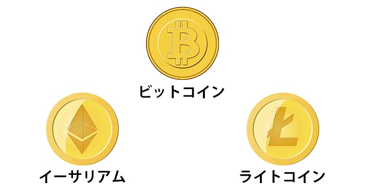 3種類の仮想通貨